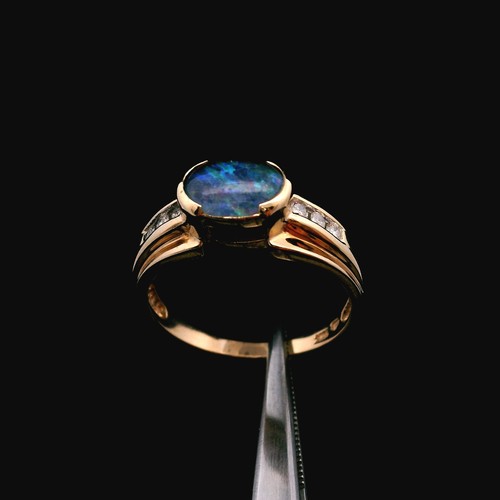 10k yellow gold synthetic opal - gold,