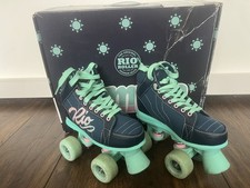 Rio Roller Mayhem Quad Skates – Navy & Mint, Kids Size 13 – Hardly Used 10 Mins