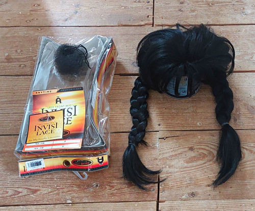 Lace front black wig plaits - lace,