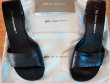 Women's United Nude Mobius Black leather Mid Heel Sandal EU 40 US 9/9.5