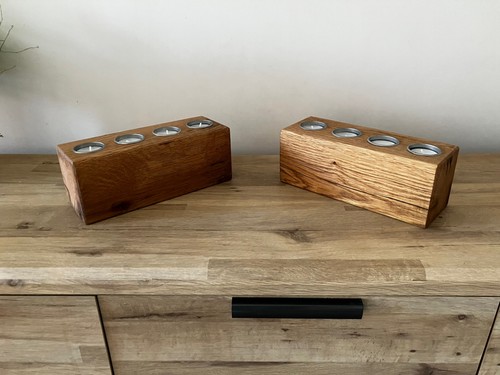 Oak tea light candle holders - ,