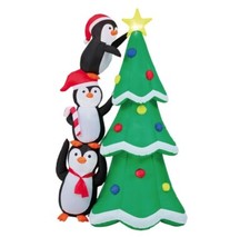 Inflatable Christmas Decoration 6ft 1.8m Flashing Tree with Penguins Ex Display 