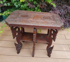 Stunning Antique, Circa 1900, Hand Carved Anglo Indian Side Table. VGC. Del Poss
