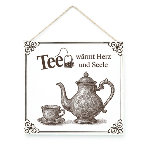 Vintage tea sign 15x15cm - vintage,