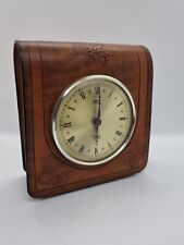 Vintage Welsh Leather Clock Alaven Designs Cymric Mill Newtown Powys Wales WORKS