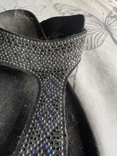 Women’s Dechman Black And Silver/Diamante/Sandals, Slip On Shoes Uk Size 9