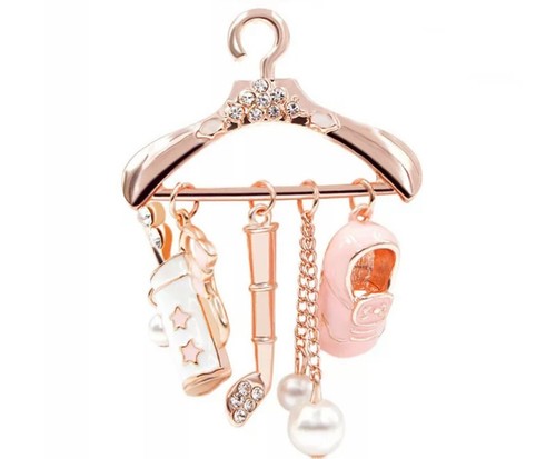 Golf brooch rose gold - golf, crystal