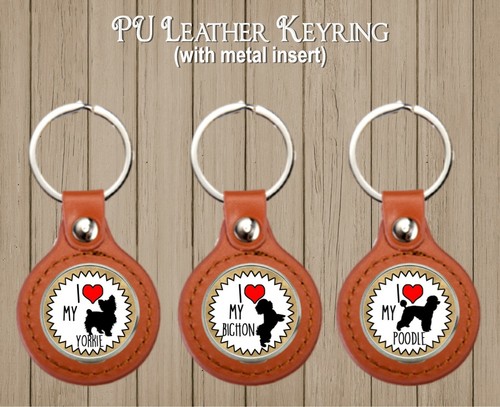 Leather keyring with metal - leather,