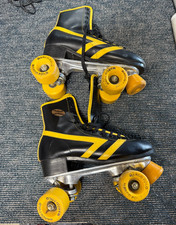 Marco Polo Flash Vintage Roller Skates Size 7 men Black/Yellow As-Is Read