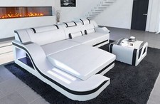 Sofa Leather Corner Couch Leather Sofa LED Corner Sofa White Black Leather Couch Palermo L Shape