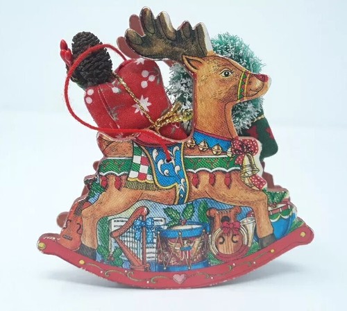Wooden reindeer ornament - wooden,