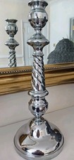 Heavy Silver Tone Metal Candle