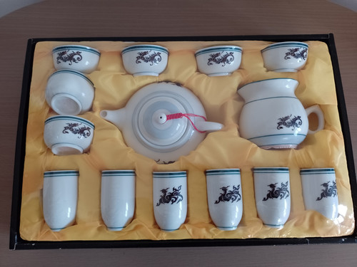 Vintage tea set dragon - dragon, blue