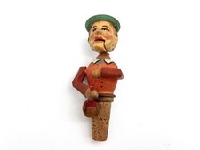 Vintage Carved Mechanical Bottle Stopper Anri Style Man with Jug