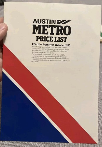 Austin metro price list 1980 - austin,