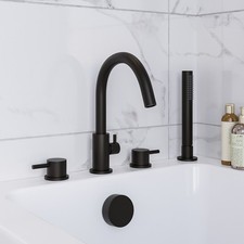 Black 4 Hole Bath Shower Mixer