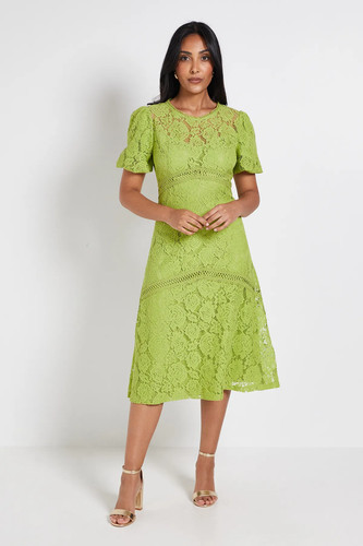 Wallis green fit flare - flare, dress