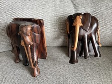 African Elephants Carved