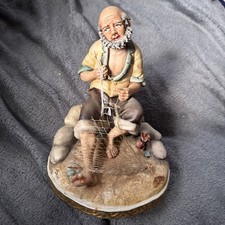 Capodimonte porcelain statue sculpture of a fisherman CIRCA 1950s Signed Rare
