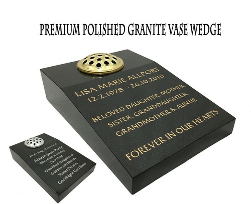 Black granite vase - black,