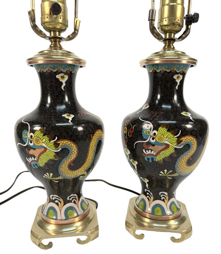 Pair vtg chinese cloisonné - pair,
