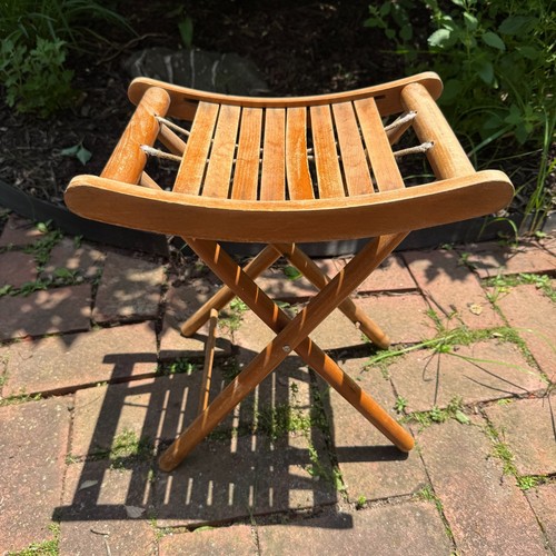 Vintage folding wooden stool - vintage,