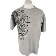 Jnco T Shirt XXL Men's Grey Cotton Vintage Made In USA Rare Dragon Graphic 90s