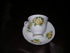 GAINSBOROUGH VINTAGE ENGLISH BONE CHINA "YELLOW PRIMROSES" CUP & SAUCER DUO