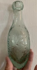 Antique Torpedo Bottle 1842 Aqua Small Austin Craven Manchester Britannia Glass