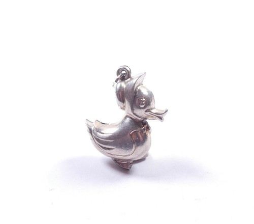 Vintage duck charm puffed - charm,