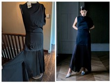 Zara Black Asymmetric Pleated Layered Maxi Dress Ltd Edition BNWT S 8791/417
