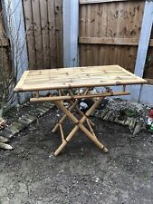 Mid Century Bamboo Foldable Table Mcm Vintage Rare Unusual 99x55x66cm
