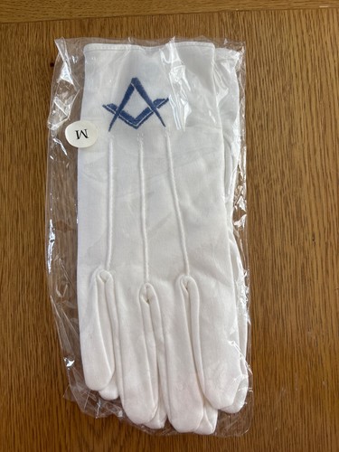 White masonic gloves blue - white,