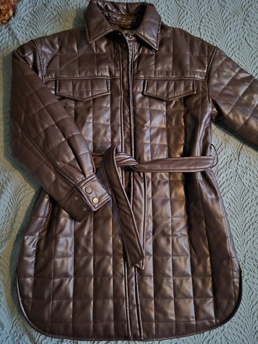 Faux leather mid lenght coat - mid,