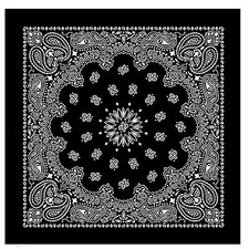 XL Black Bandana Scarf White Paisley Headscarf 27 inch 100% Cotton Extra Large