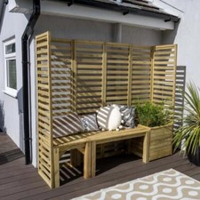 Trellis Bench and Planter Set Modular Wooden V2 Garden Seating