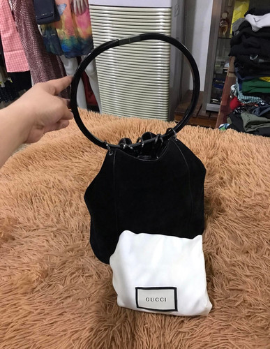 Gucci black suede leather