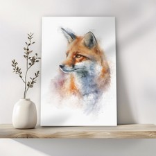 Fox Portrait Canvas Print Wall Art Framed Watercolour Animal Picture Home Decor
