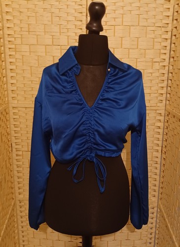 New royal blue satin ruched - blue,