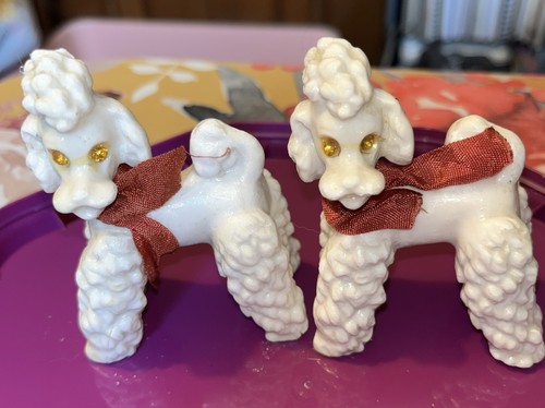 Vintage pair chalk poodle - chalk,