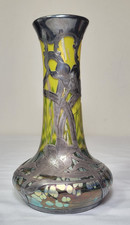 Loetz Cytisus Vase with Alvin 999 Silver Overlay 8.5" x 4" Damaged