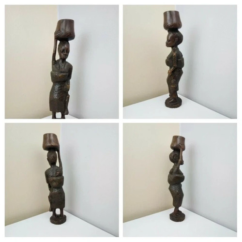 Vintage hand carved dark wood - vintage,