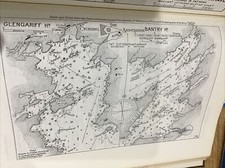 VINTAGE SEA CHART / NAUTICAL MAP 1961 - Ireland - Glengariff & Bantry Harbours