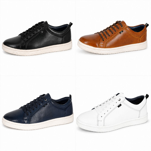 Mens roamers leather trainers - leather,