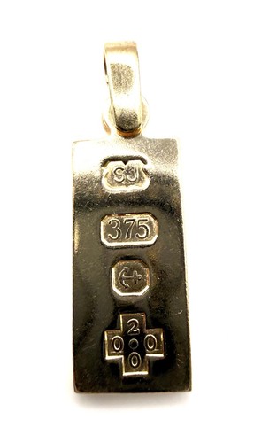 9ct gold ingot pendant - ingot,