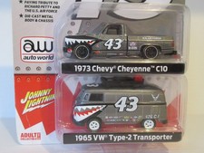 AW & Johnny Lightning, 1973 CHEVY CHEYENNE C10 & 1965 VW VAN, Shark Teeth, Petty