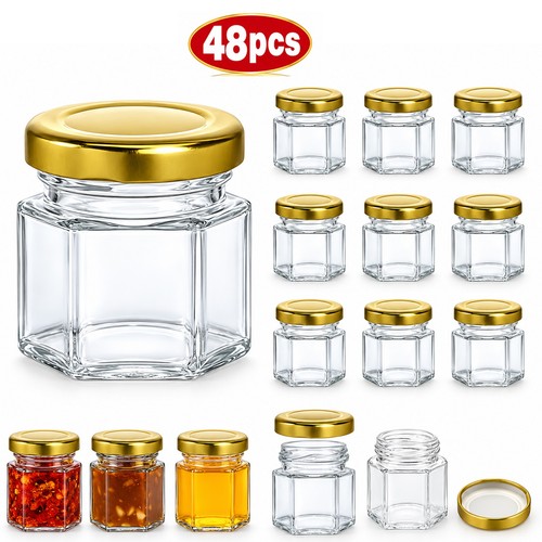 48pcs hexagon glass jars 45ml - 48pcs,