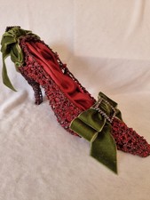 Witch  Shoe / Halloween Decoration, One Of A Kind ,red + Green