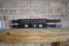 Thick Leather Dog Collar Bundle for Large Dogs X 2 Studded 'Top Dog' (L)