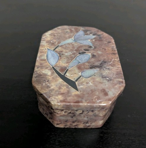 Soapstone trinket box inlaid - trinket,